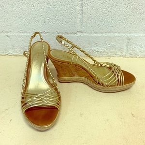 Cole Haan Gold Wedge Sandals